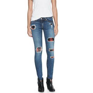 Rag & Bone The Skinny Sloane Plaid Patch Jeans Size 26